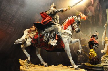 Kuala Lumpur, Malezya-29 Mart 2018: Antik Çin ordusunun aksiyon figürü kurgusal karakter. Ordu tam zırh ve silah ile sunulan. 