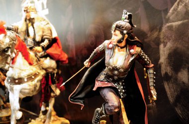 Kuala Lumpur, Malezya-29 Mart 2018: Antik Çin ordusunun aksiyon figürü kurgusal karakter. Ordu tam zırh ve silah ile sunulan. 