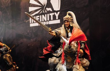 Kuala Lumpur, Malezya-29 Mart 2018: Antik Çin ordusunun aksiyon figürü kurgusal karakter. Ordu tam zırh ve silah ile sunulan. 