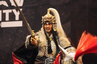 Kuala Lumpur, Malezya-29 Mart 2018: Antik Çin ordusunun aksiyon figürü kurgusal karakter. Ordu tam zırh ve silah ile sunulan. 