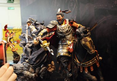 Kuala Lumpur, Malezya-29 Mart 2018: Antik Çin ordusunun aksiyon figürü kurgusal karakter. Ordu tam zırh ve silah ile sunulan. 