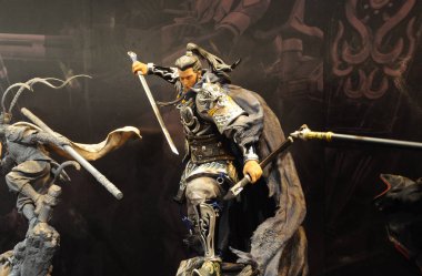 Kuala Lumpur, Malezya-29 Mart 2018: Antik Çin ordusunun aksiyon figürü kurgusal karakter. Ordu tam zırh ve silah ile sunulan. 