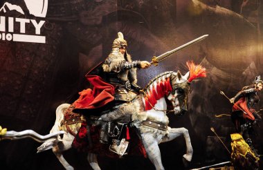 Kuala Lumpur, Malezya-29 Mart 2018: Antik Çin ordusunun aksiyon figürü kurgusal karakter. Ordu tam zırh ve silah ile sunulan. 