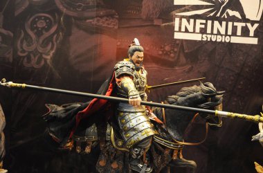 Kuala Lumpur, Malezya-29 Mart 2018: Antik Çin ordusunun aksiyon figürü kurgusal karakter. Ordu tam zırh ve silah ile sunulan. 