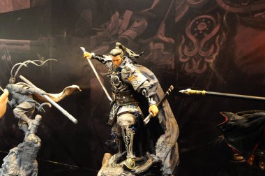 Kuala Lumpur, Malezya-29 Mart 2018: Antik Çin ordusunun aksiyon figürü kurgusal karakter. Ordu tam zırh ve silah ile sunulan. 