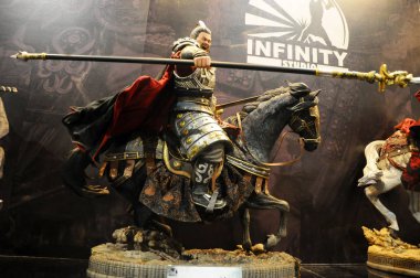 Kuala Lumpur, Malezya-29 Mart 2018: Antik Çin ordusunun aksiyon figürü kurgusal karakter. Ordu tam zırh ve silah ile sunulan. 