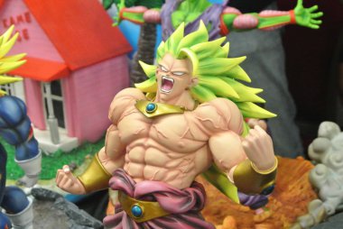 Kuala Lumpur, Malezya-31 Mart 2018: Model ölçek eylem rakamlar karakterleri popüler Japon animasyon dizisi Dragonball. Toplayıcı ve fan tablo görüntüleme. 