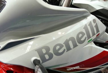 Kuala Lumpur, Malezya-31 Mart 2018: Benelli motosiklet marka ve logolar, motosiklet vücut. Benelli motosiklet aslında İtalya yapılmış ama şimdi Çin tarafından üretilen