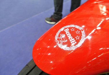 Kuala Lumpur, Malezya-31 Mart 2018: Benelli motosiklet marka ve logolar, motosiklet vücut. Benelli motosiklet aslında İtalya yapılmış ama şimdi Çin tarafından üretilen