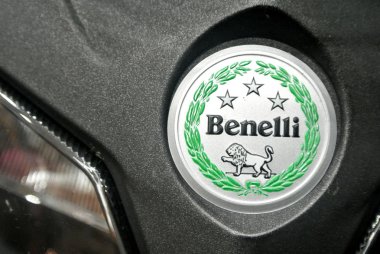 Kuala Lumpur, Malezya-31 Mart 2018: Benelli motosiklet marka ve logolar, motosiklet vücut. Benelli motosiklet aslında İtalya yapılmış ama şimdi Çin tarafından üretilen