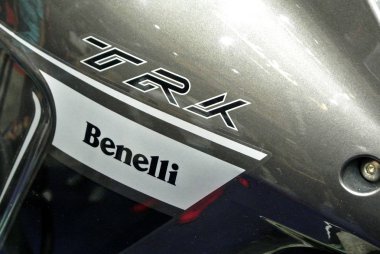 Kuala Lumpur, Malezya-31 Mart 2018: Benelli motosiklet marka ve logolar, motosiklet vücut. Benelli motosiklet aslında İtalya yapılmış ama şimdi Çin tarafından üretilen