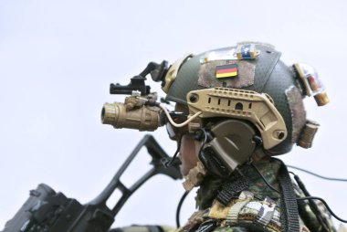 Kuala Lumpur, Malezya-3 Mayıs 2018: seçili modern ordu aksiyon figürü üniformayla tam odaklı, battle Dişli ve silah. Koleksiyoncu öğe aksiyon figürü ile çok yüksek detay. 