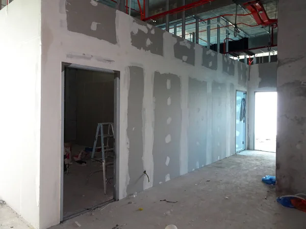 Kuala Lumpur Malaysia Abril 2018 Trabalho Instalação Drywall Andamento Por — Fotografia de Stock