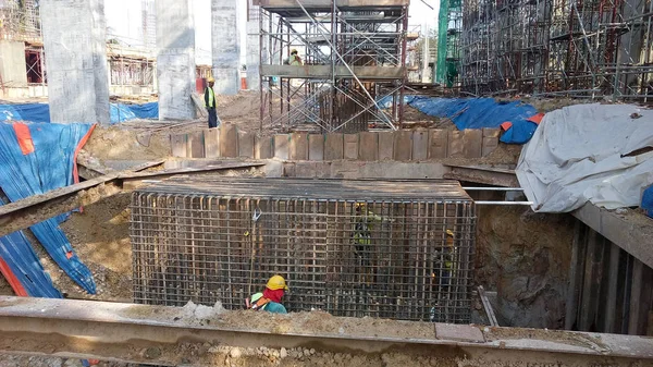 Kuala Lumpur Malajzia 2017 Március Ideiglenes Lapon Halom Cofferdam Támfal — Stock Fotó