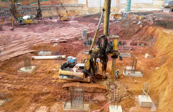 Kuala Lumpur Malasia Abril 2017 Trabajos Construcción Cimientos Obra Trabajos — Foto de Stock