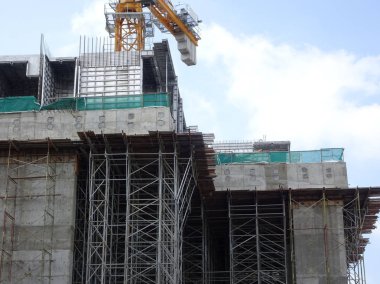 Kuala Lumpur, Malezya-25 Temmuz 2017: yüksek doğmak daire inşaat prekast sistem alüminyum formu iş kullanarak. Tekrar tekrar kullanılabilmesi için yeniden kullanılabilir ve yüksek dayanıklılık yapmak ve kaydetme zaman form işi