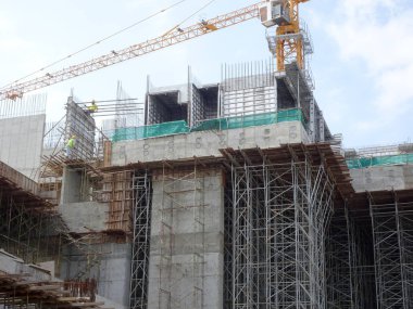 Kuala Lumpur, Malezya-25 Temmuz 2017: yüksek doğmak daire inşaat prekast sistem alüminyum formu iş kullanarak. Tekrar tekrar kullanılabilmesi için yeniden kullanılabilir ve yüksek dayanıklılık yapmak ve kaydetme zaman form işi