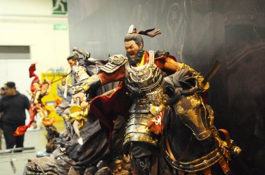 Kuala Lumpur, Malezya-29 Mart 2018: Antik Çin ordusunun aksiyon figürü kurgusal karakter. Ordu tam zırh ve silah ile sunulan. 