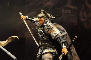 Kuala Lumpur, Malezya-29 Mart 2018: Antik Çin ordusunun aksiyon figürü kurgusal karakter. Ordu tam zırh ve silah ile sunulan. 