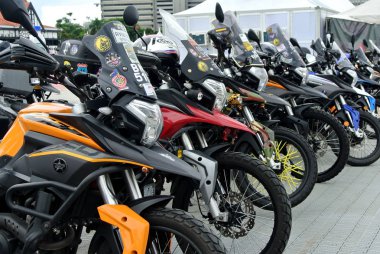 Kuala Lumpur, Malezya-31 Mart 2018: motosiklet farlar. Özellikle yeterli görme binici için gündüz ve gece sırasında vermek üzere tasarlanmış.    