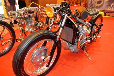 Kuala Lumpur, Malezya-2 Aralık 2017: özel motosiklet. Eski motosiklet modeli kendi tutku ve yaratıcılığın yerine getirmek için Tasarımcısı tarafından özelleştirilmiş. 