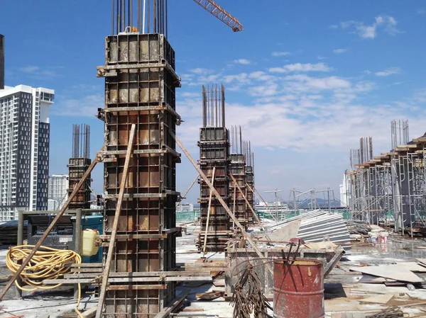 Kuala Lumpur Malaysia Janeiro 2018 Obra Forma Metálica Para Pilar — Fotografia de Stock