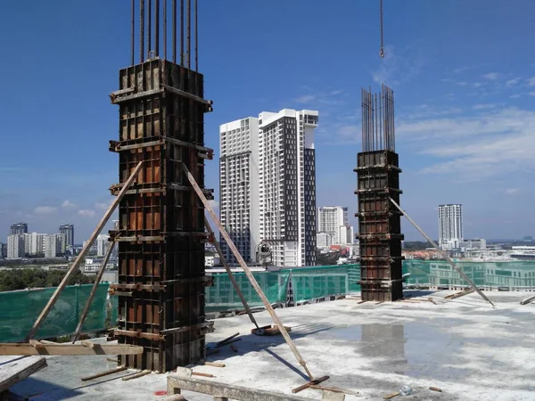 Kuala Lumpur Malaysia Janeiro 2018 Obra Forma Metálica Para Pilar — Fotografia de Stock