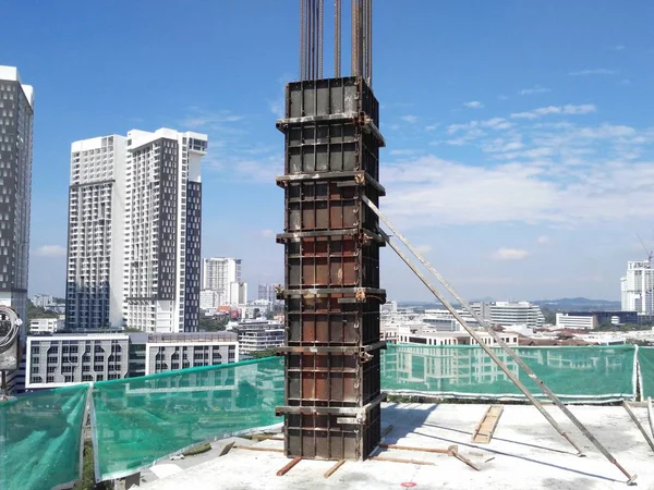 Kuala Lumpur Malaysia Janeiro 2018 Obra Forma Metálica Para Pilar — Fotografia de Stock