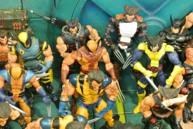 Kuala Lumpur, Malezya-7 Nisan 2018: Wolverine eylem rakam göstermek kamu toplayıcının yanında. Wolverine Amerikan çizgi roman ve film Marvel tarafından yayınlanan görünen bir karakterdir.