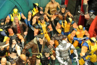 Kuala Lumpur, Malezya-7 Nisan 2018: Wolverine eylem rakam göstermek kamu toplayıcının yanında. Wolverine Amerikan çizgi roman ve film Marvel tarafından yayınlanan görünen bir karakterdir.