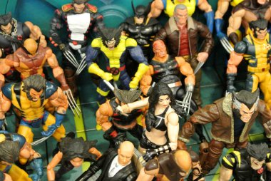 Kuala Lumpur, Malezya-7 Nisan 2018: Wolverine eylem rakam göstermek kamu toplayıcının yanında. Wolverine Amerikan çizgi roman ve film Marvel tarafından yayınlanan görünen bir karakterdir.