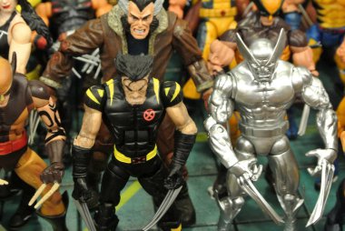 Kuala Lumpur, Malezya-7 Nisan 2018: Wolverine eylem rakam göstermek kamu toplayıcının yanında. Wolverine Amerikan çizgi roman ve film Marvel tarafından yayınlanan görünen bir karakterdir.