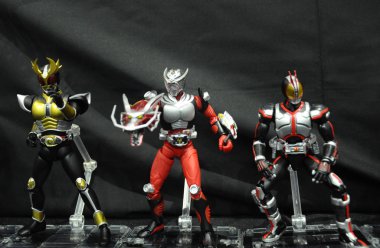 Kuala Lumpur, Malezya-7 Nisan 2018: seçili üzerinde duruldu kurgusal karakter aksiyon figürü Japon popüler serisi Kamen binici. Kamen binici çeşitli özel bağlı olarak kendi serisi ve dönemi.  