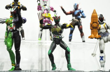 Kuala Lumpur, Malezya-7 Nisan 2018: seçili üzerinde duruldu kurgusal karakter aksiyon figürü Japon popüler serisi Kamen binici. Kamen binici çeşitli özel bağlı olarak kendi serisi ve dönemi.  