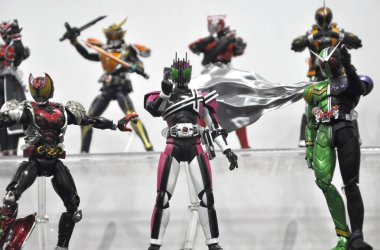 Kuala Lumpur, Malezya-7 Nisan 2018: seçili üzerinde duruldu kurgusal karakter aksiyon figürü Japon popüler serisi Kamen binici. Kamen binici çeşitli özel bağlı olarak kendi serisi ve dönemi.  