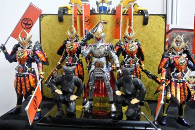 Kuala Lumpur, Malezya-7 Nisan 2018: seçili üzerinde duruldu kurgusal karakter aksiyon figürü Japon popüler serisi Kamen binici. Kamen binici çeşitli özel bağlı olarak kendi serisi ve dönemi.  