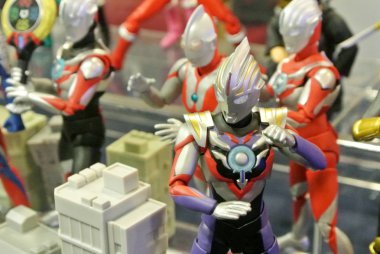 Kuala Lumpur, Malezya-7 Nisan 2018: seçili üzerinde duruldu kurgusal karakter aksiyon figürü Japon popüler serisi Ultraman. Ultraman çeşitli türüne bağlı olarak kendi serisi ve dönemi.  