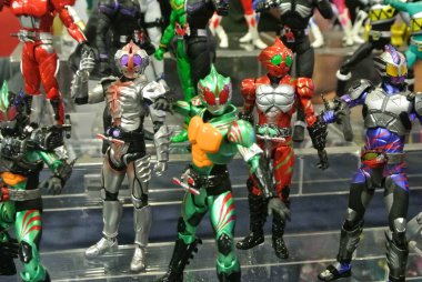 Kuala Lumpur, Malezya-7 Nisan 2018: seçili üzerinde duruldu kurgusal karakter aksiyon figürü Japon popüler serisi Kamen binici. Kamen binici çeşitli özel bağlı olarak kendi serisi ve dönemi.  