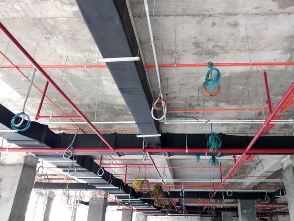 Kuala Lumpur Malezja Kwietnia 2018 Instalacja Klimatyzatora Odciągowe Agregat Rur — Zdjęcie stockowe