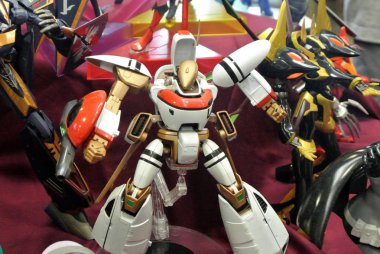 Kuala Lumpur, Malezya-7 Nisan 2018: seçili üzerinde duruldu kurgusal karakter aksiyon figürü Japon popüler üzerinden animasyon dizisi Macross. Plastikten yapılmış küçük ölçekli model. 