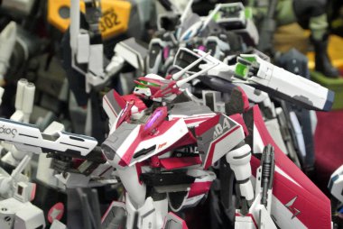 Kuala Lumpur, Malezya-7 Nisan 2018: seçili üzerinde duruldu kurgusal karakter aksiyon figürü Japon popüler üzerinden animasyon dizisi Macross. Plastikten yapılmış küçük ölçekli model. 