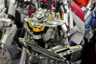 Kuala Lumpur, Malezya-7 Nisan 2018: seçili üzerinde duruldu kurgusal karakter aksiyon figürü Japon popüler üzerinden animasyon dizisi Macross. Plastikten yapılmış küçük ölçekli model. 