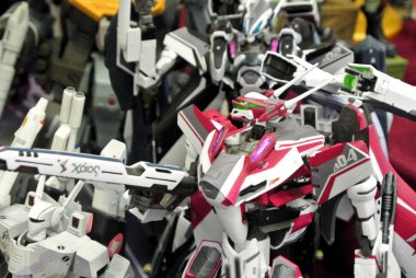 Kuala Lumpur, Malezya-7 Nisan 2018: seçili üzerinde duruldu kurgusal karakter aksiyon figürü Japon popüler üzerinden animasyon dizisi Macross. Plastikten yapılmış küçük ölçekli model. 