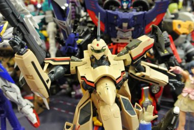 Kuala Lumpur, Malezya-7 Nisan 2018: seçili üzerinde duruldu kurgusal karakter aksiyon figürü Japon popüler üzerinden animasyon dizisi Macross. Plastikten yapılmış küçük ölçekli model. 