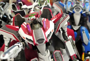 Kuala Lumpur, Malezya-7 Nisan 2018: seçili üzerinde duruldu kurgusal karakter aksiyon figürü Japon popüler üzerinden animasyon dizisi Macross. Plastikten yapılmış küçük ölçekli model. 