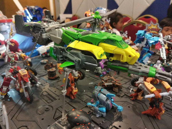 KUALA LUMPUR, MALAYSIA -APRIL 07, 2018:  Fictional character TRANSFORMERS toy action figure from cartoon developed in 1980s by Hasbro. Protagonist Autobots and antagonist Decepticons. Display for pubic by collector.   