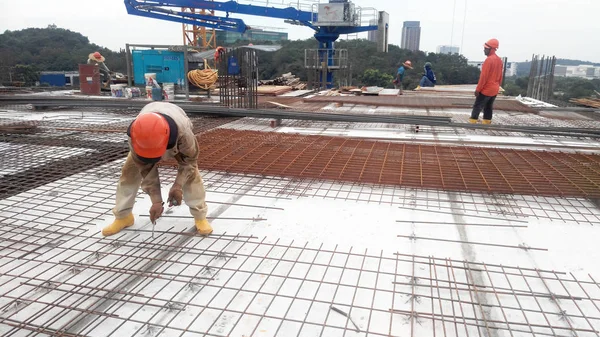 Kuala Lumpur Malaysia Agosto 2016 Grupo Trabalhadores Construção Civil Que — Fotografia de Stock