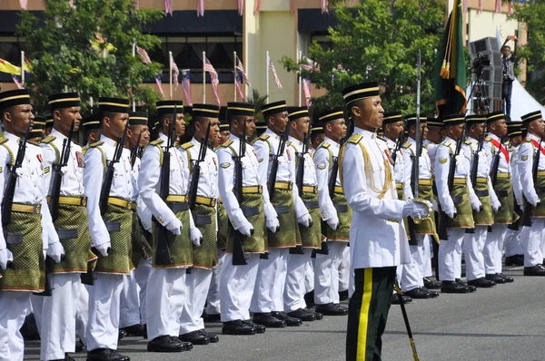 Seremban Maleisië Augustus 2017 Maleisië Maleis Soldaat Met Volledige Traditionele — Stockfoto