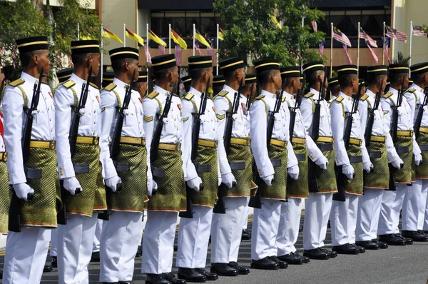Seremban Malaysia August 2017 Tentara Melayu Malaysia Dengan Seragam Dan — Stok Foto