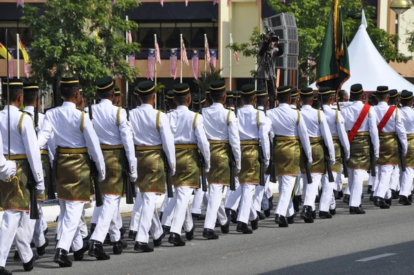 Seremban Malaysia August 2017 Malaysischer Malaiischer Soldat Mit Voller Traditioneller — Stockfoto